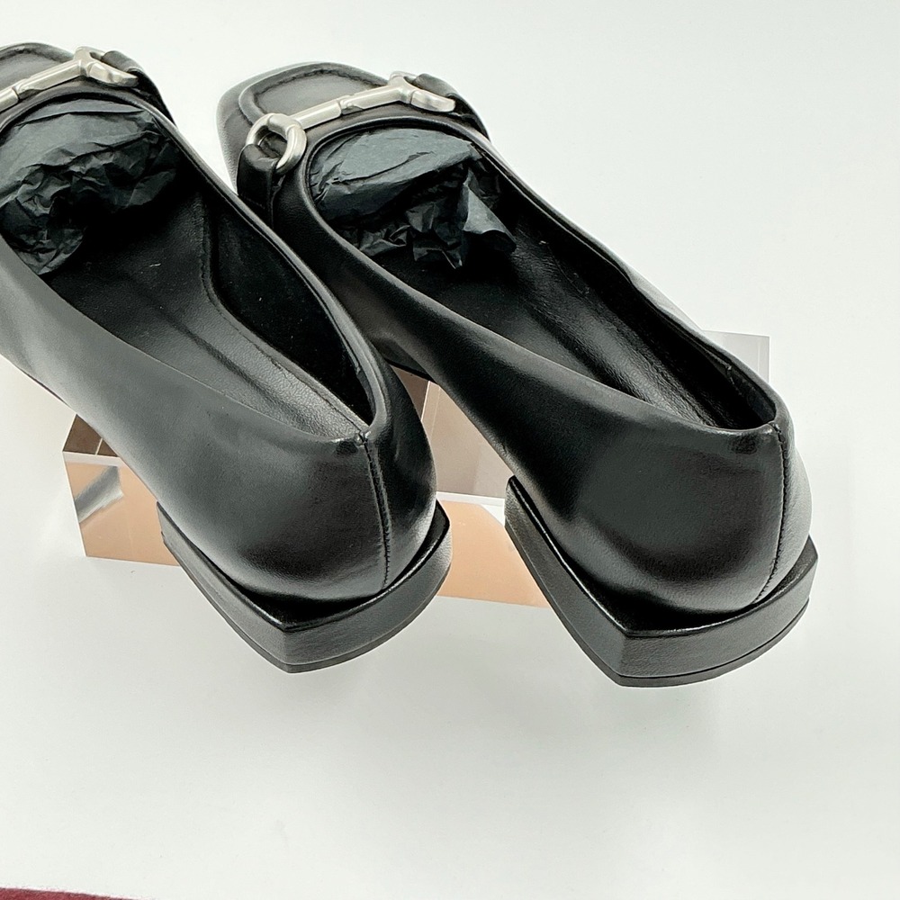 Bruno Magli Size 7.5 Black Leather Square Toe Bit Loafer Flats NEW Perla $350 - Picture 9 of 15